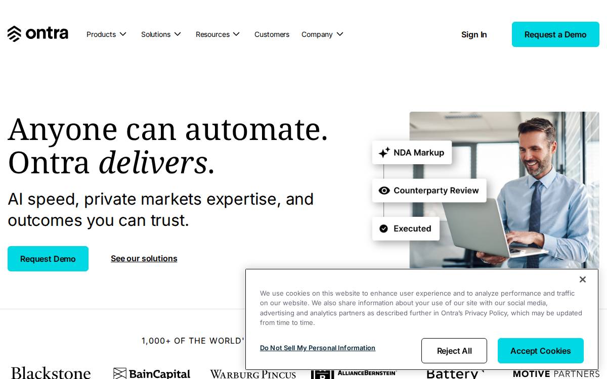 Ontra AI website preview