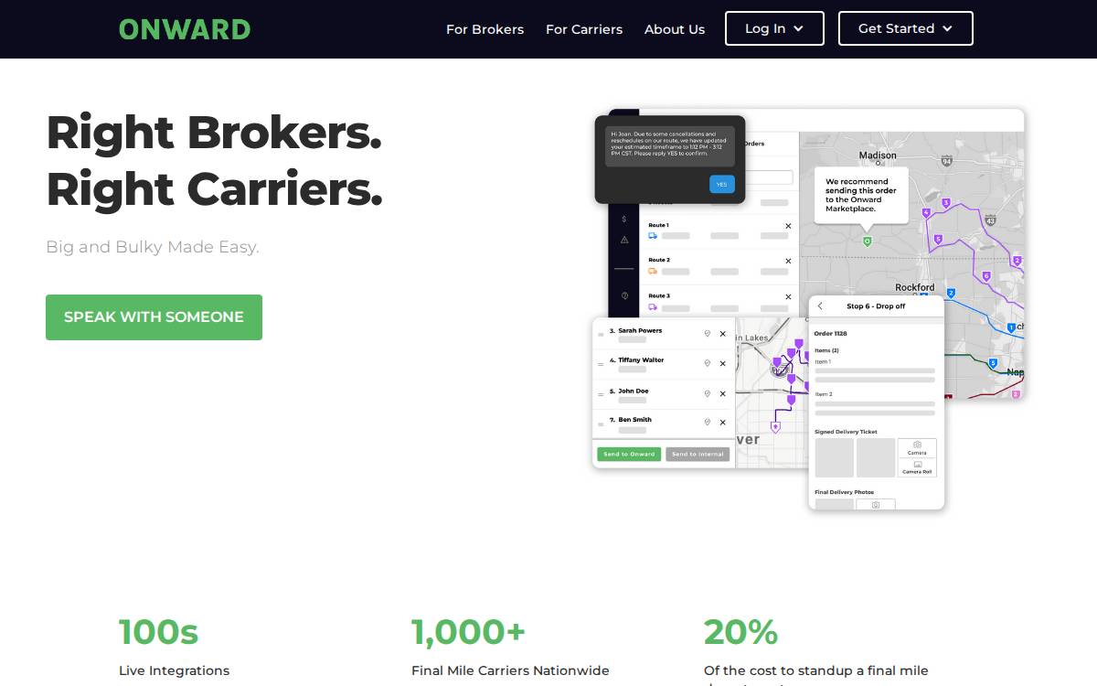 Onward Delivery website preview