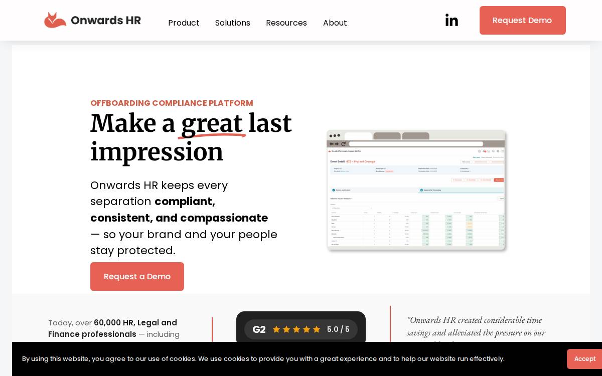 Onwards HR website preview