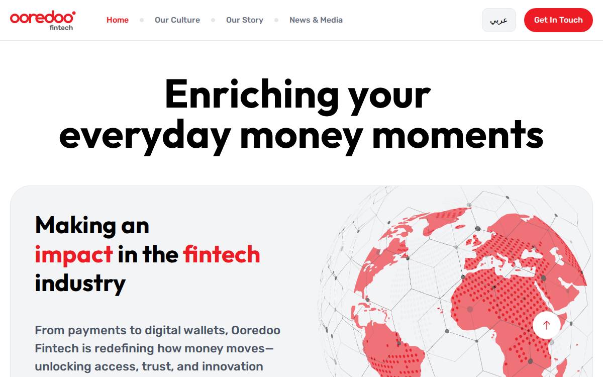 Ooredoo Fintech website preview