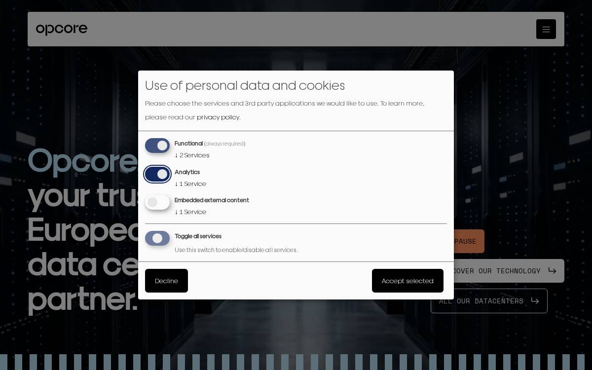 OPCORE website preview