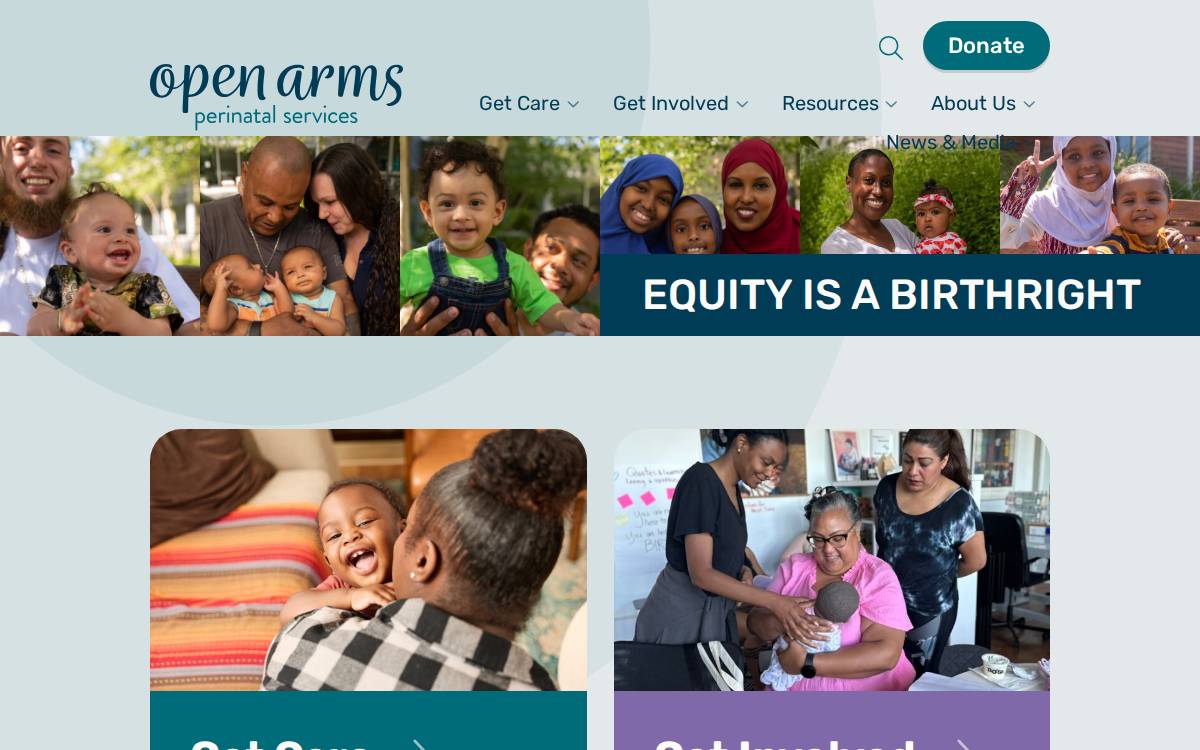 Open Arms Perinatal Services website preview