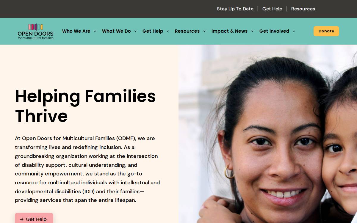 Open Doors for Multicultural Families website preview