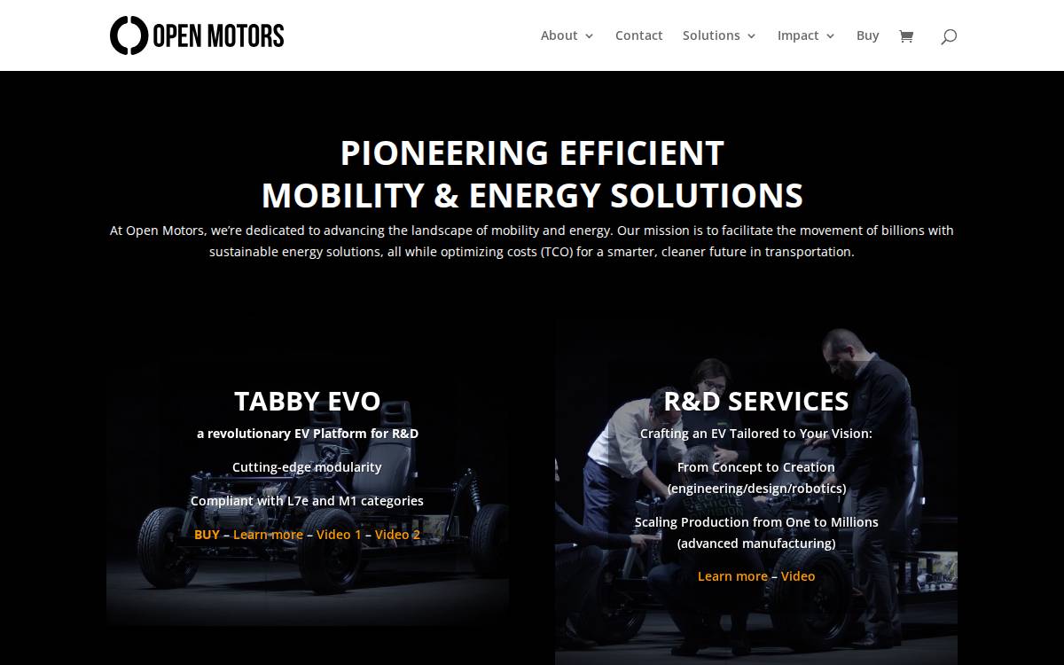 Open Motors website preview