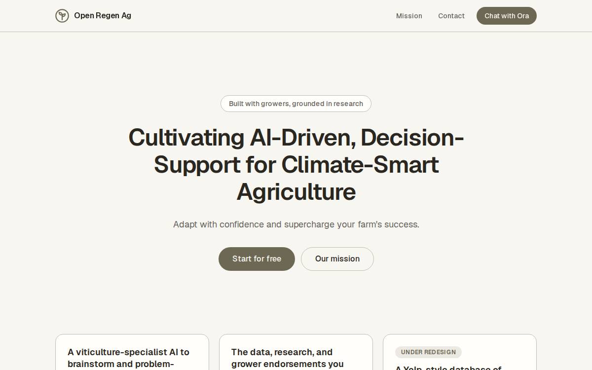 Open Regen Ag website preview