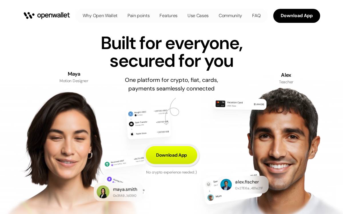 Open Wallet website preview
