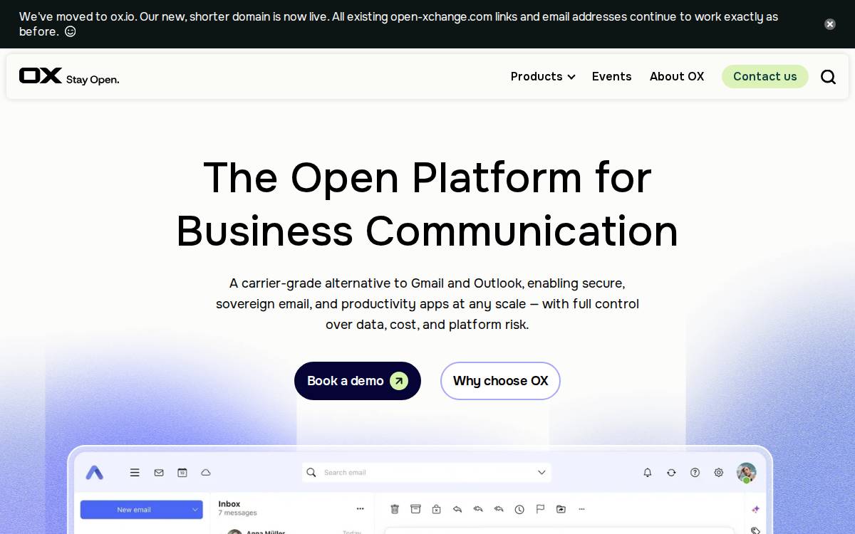 Open-Xchange website preview