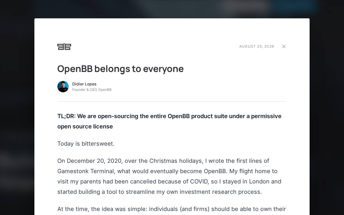 OpenBB website preview