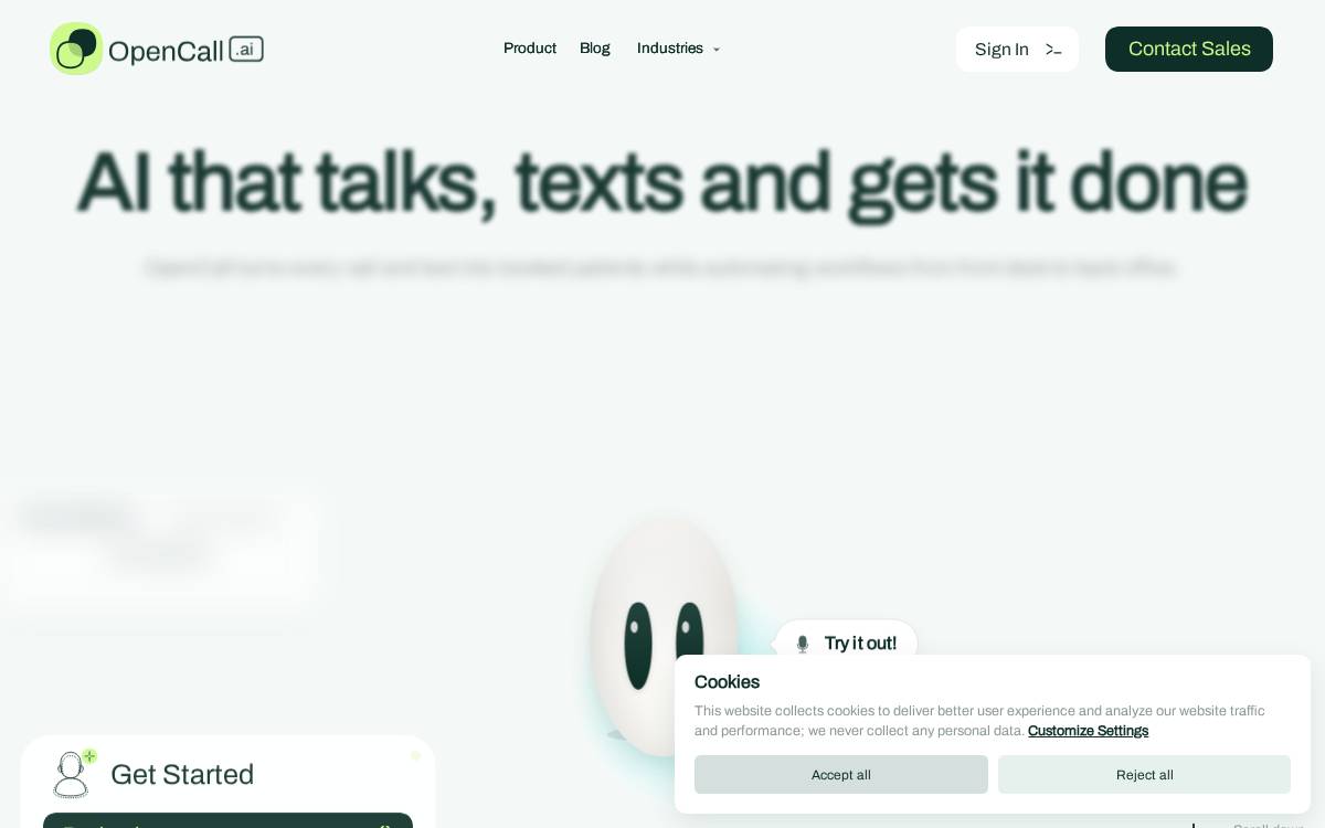 Opencall website preview