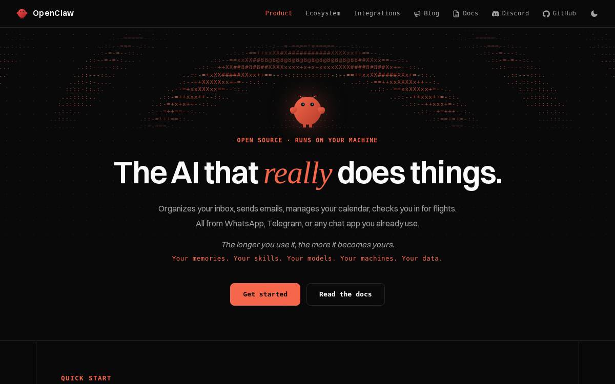 OpenClaw website preview