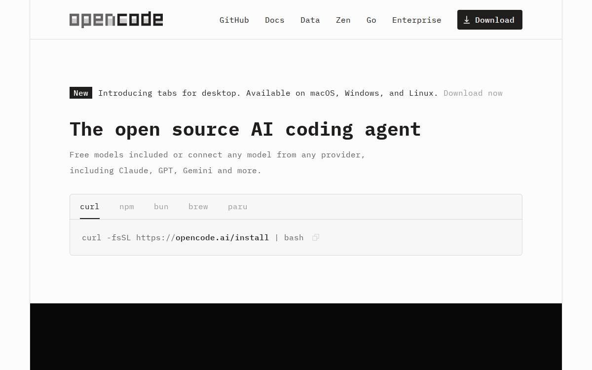 OpenCode website preview