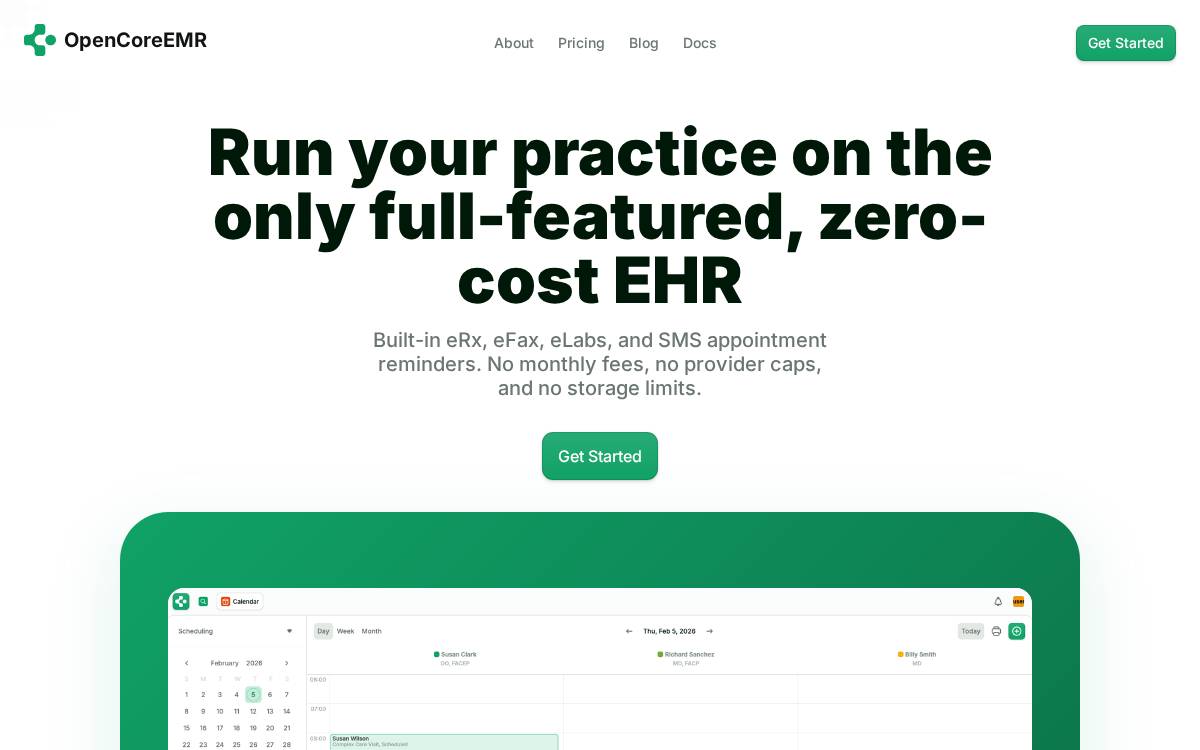 Opencoreemr website preview