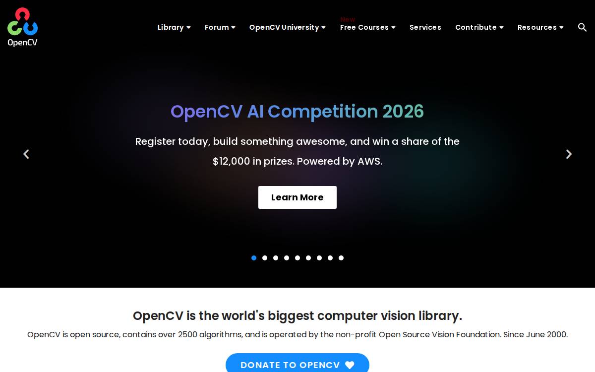 OpenCV website preview