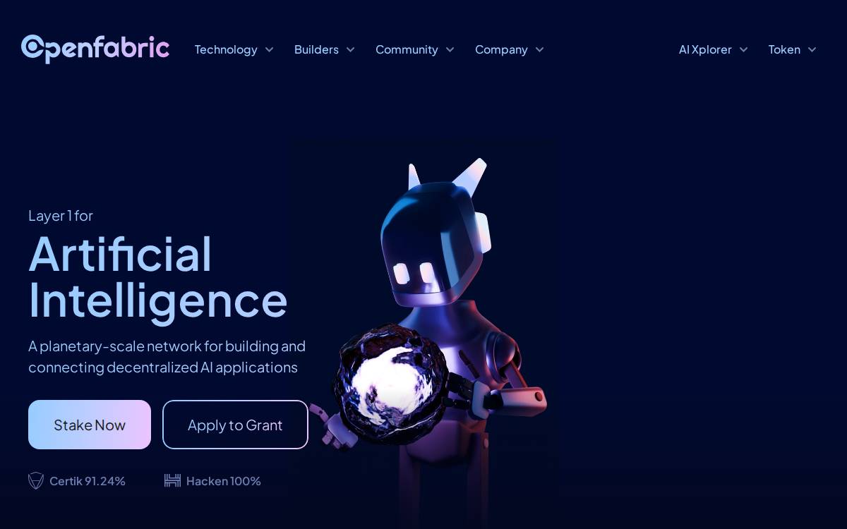 Openfabric Layer 1 website preview
