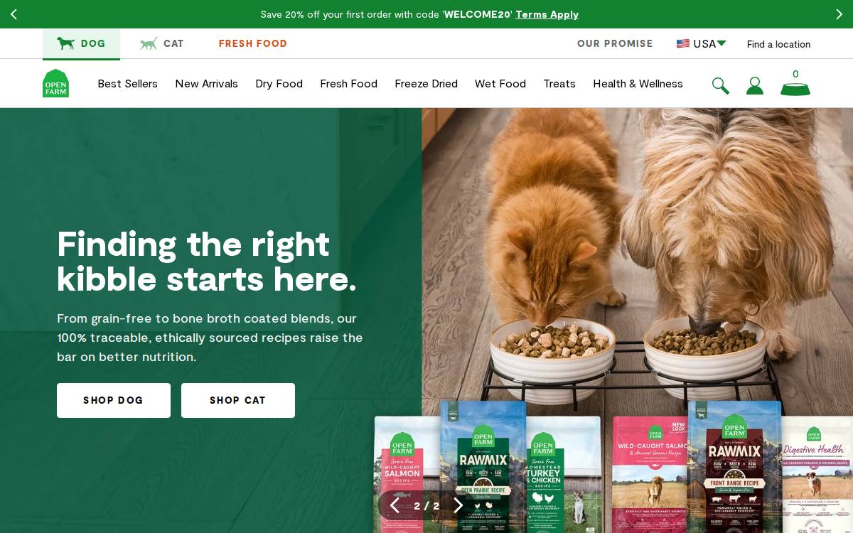 Openfarmpet website preview