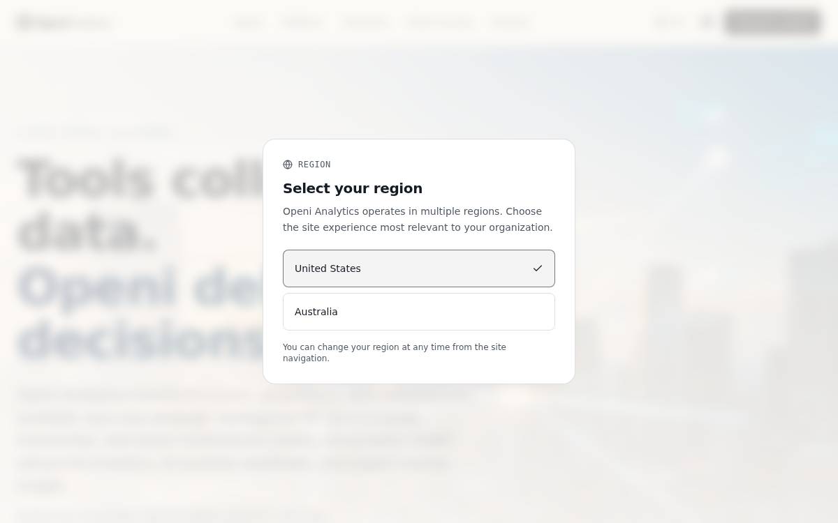Openi Analytics website preview