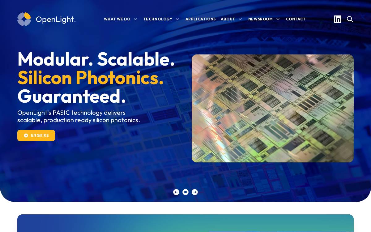 OpenLight Photonics website preview