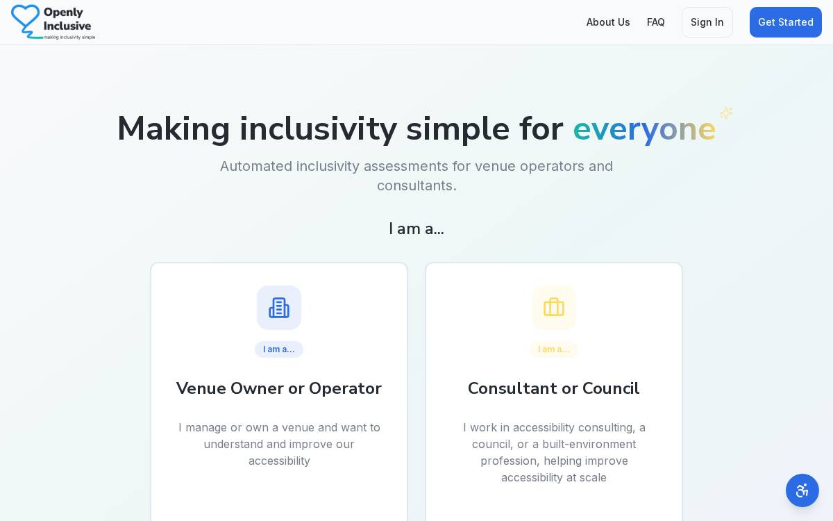 Openly Inclusive website preview