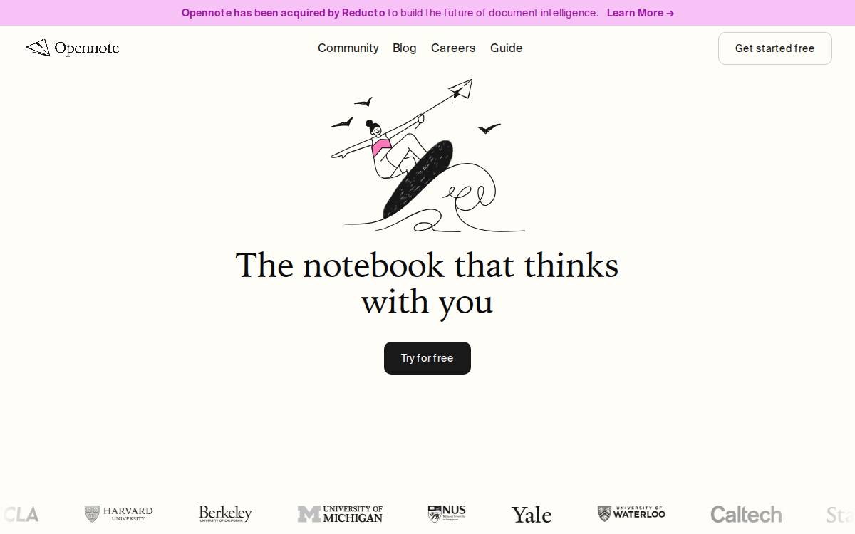 Opennote website preview