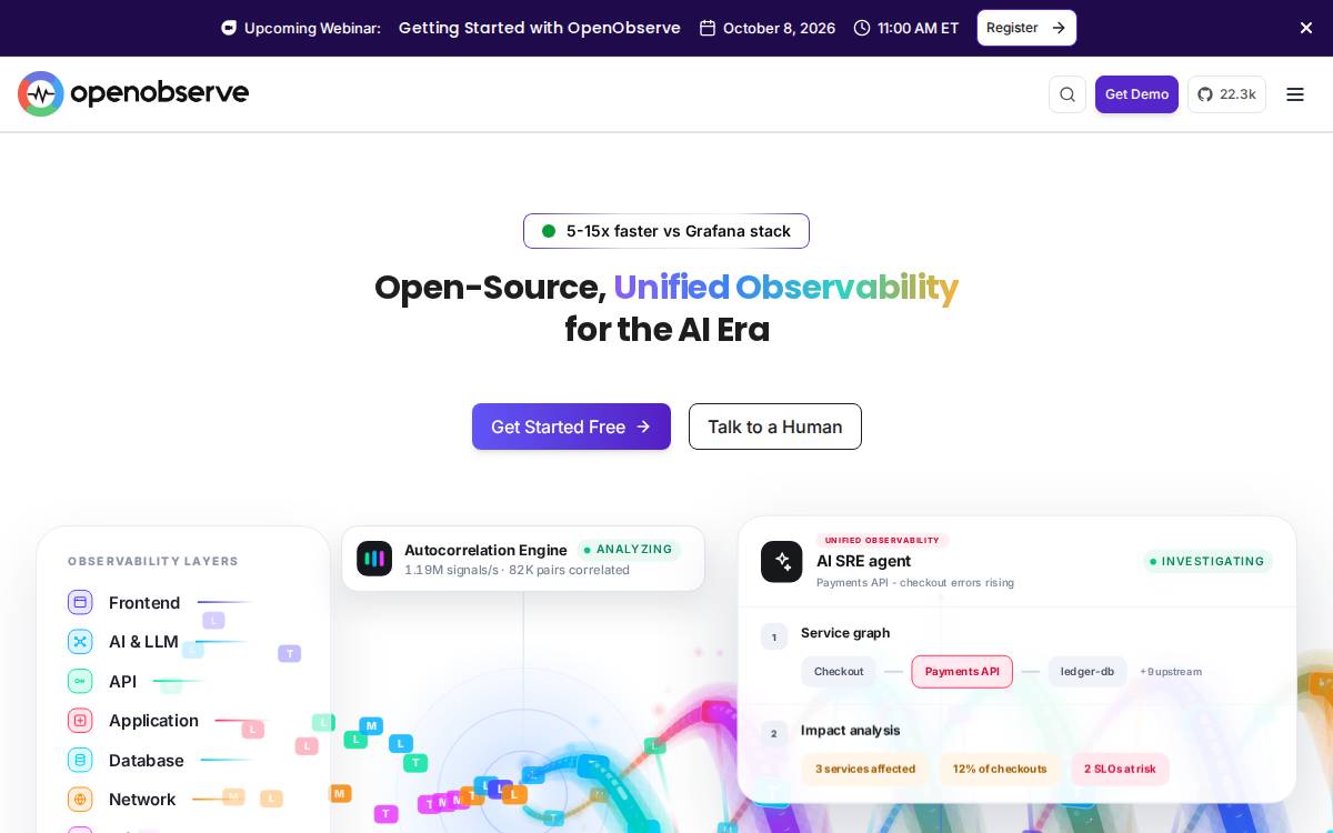 OpenObserve website preview