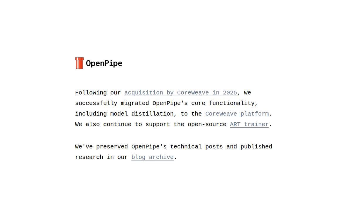 OpenPipe website preview