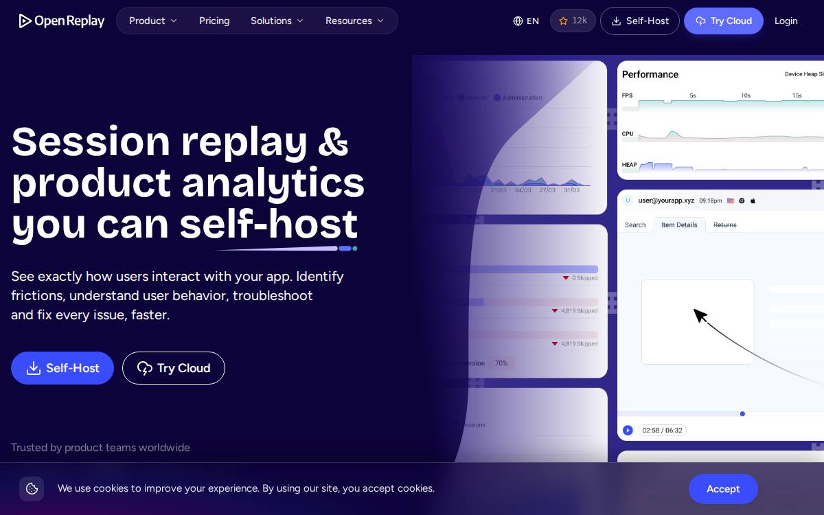 OpenReplay website preview