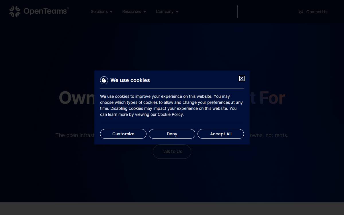 Openteams website preview