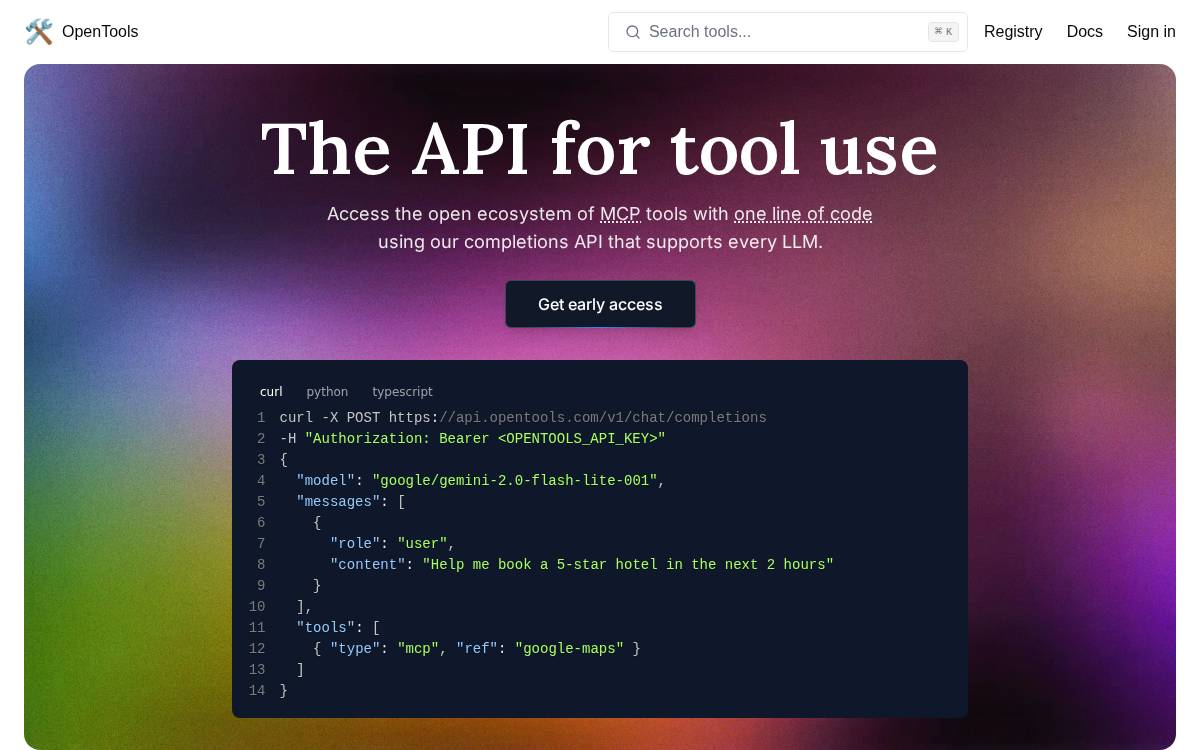 OpenTools website preview