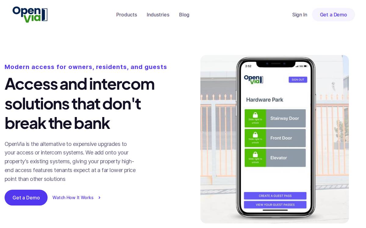 OpenVia website preview