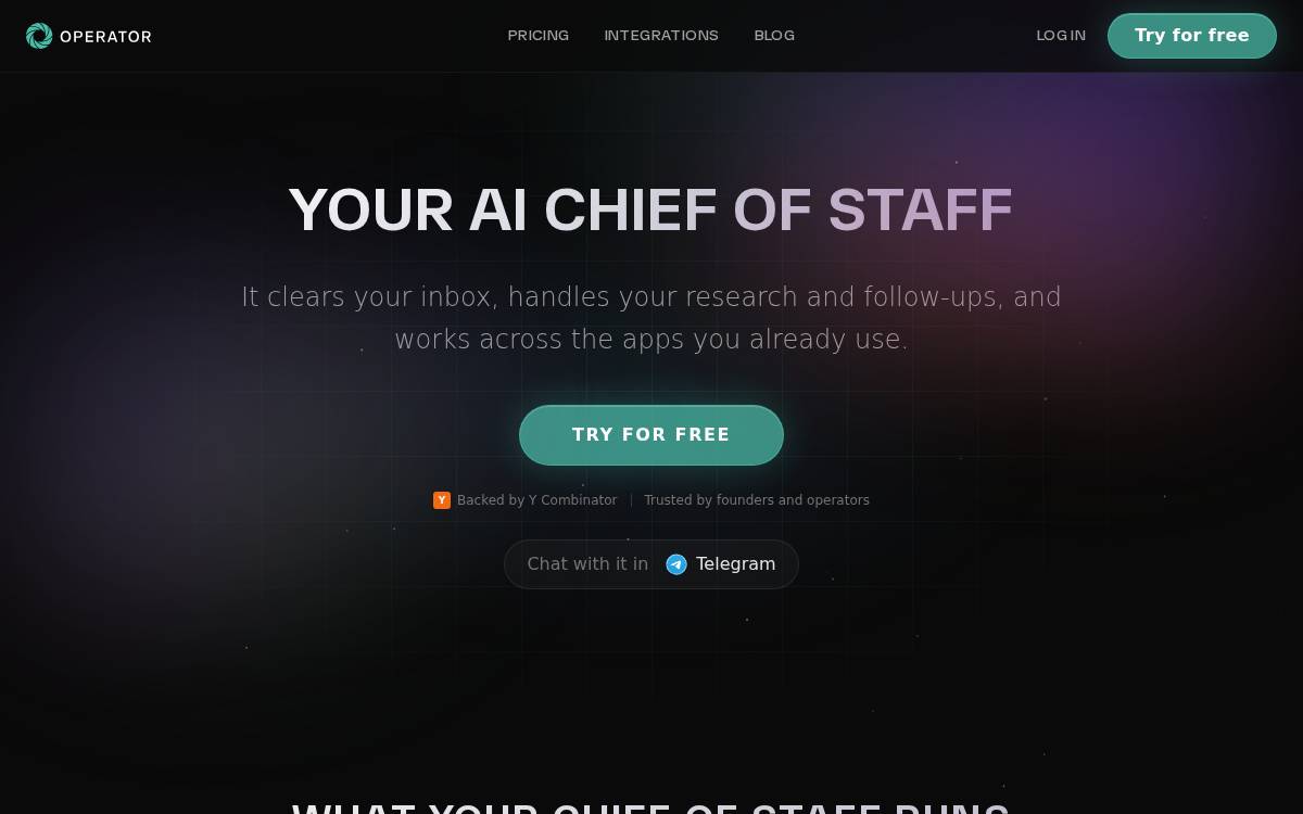 Operator.io website preview