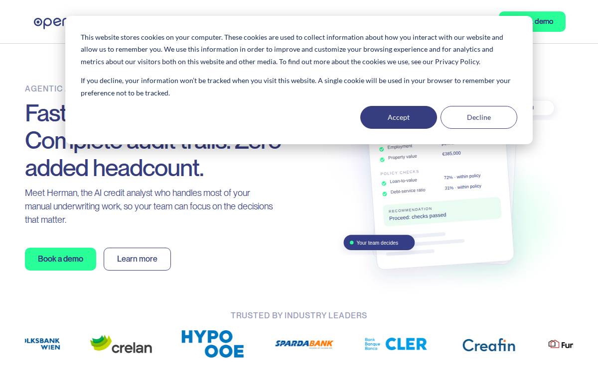 Oper Credits website preview