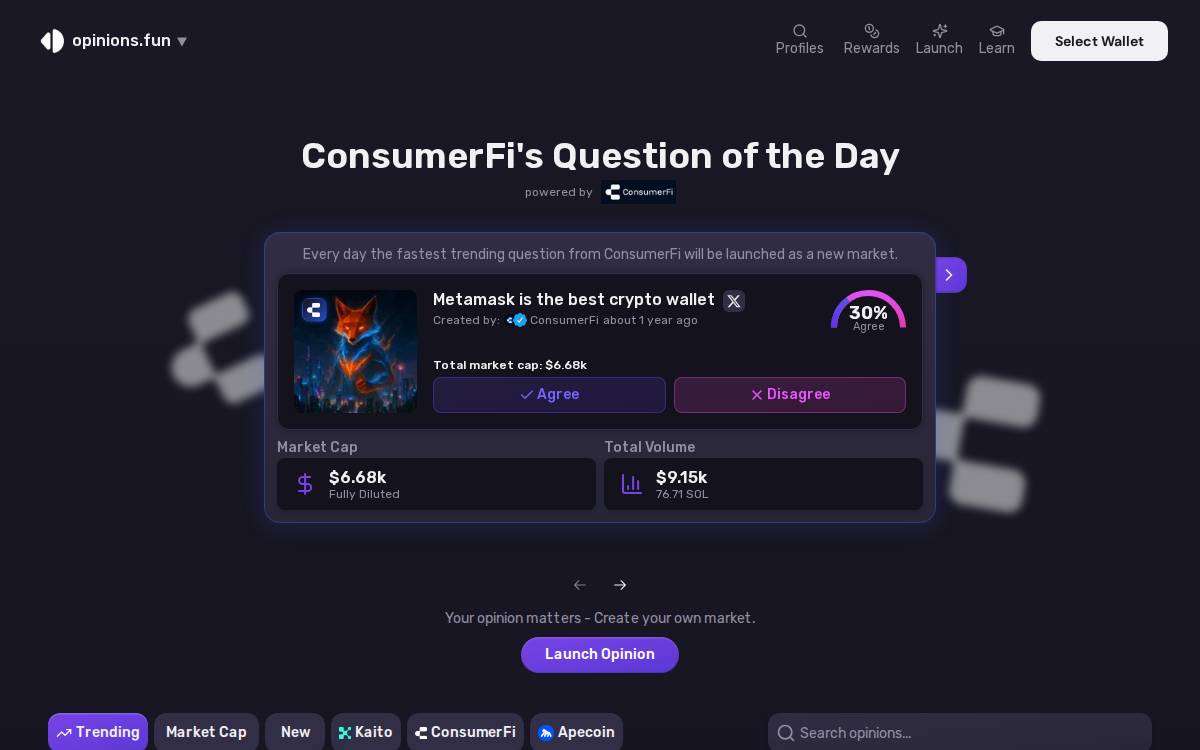 Opinions website preview