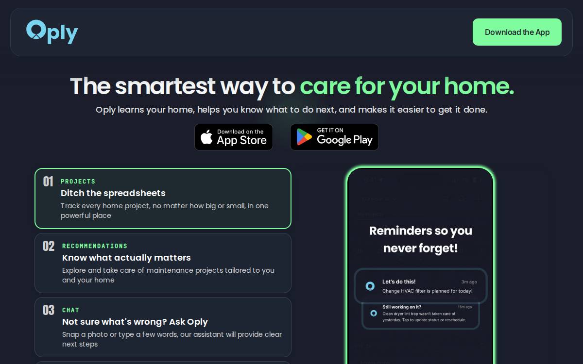 Oply website preview
