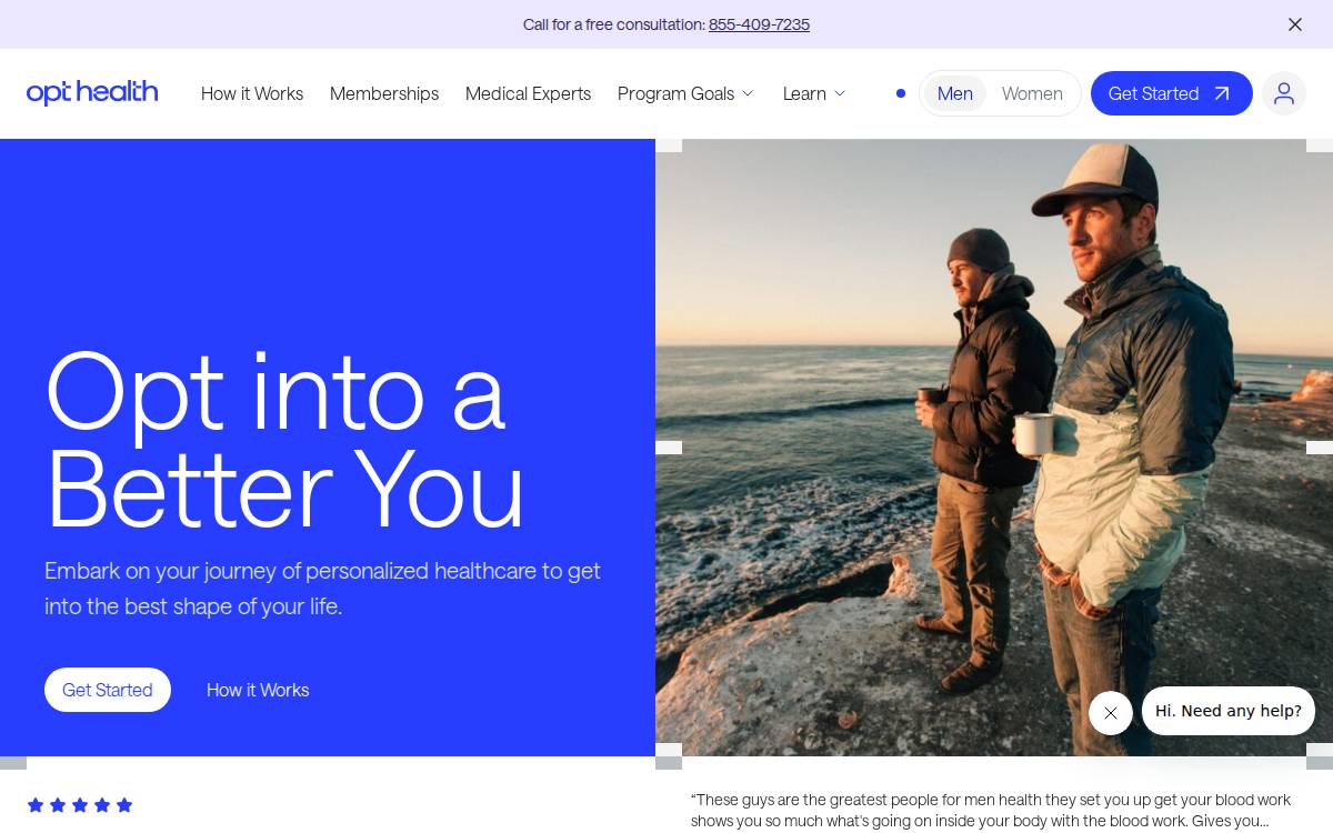 Opt Health website preview