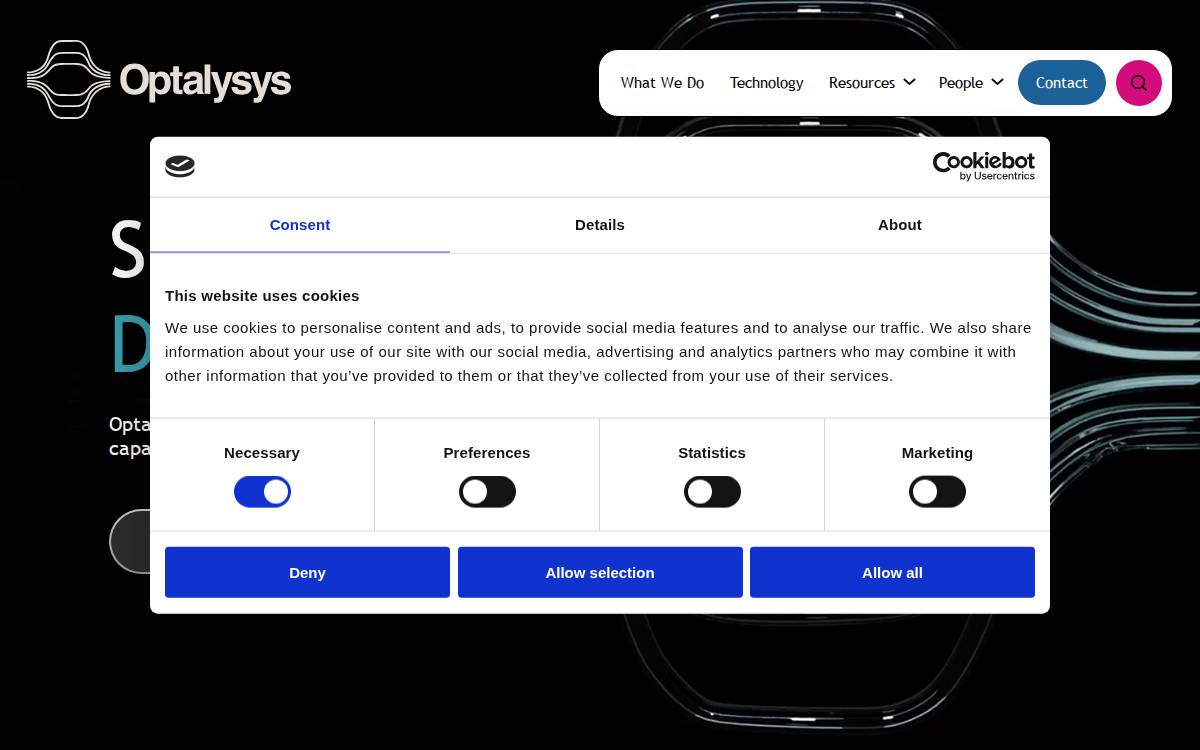 Optalysys website preview
