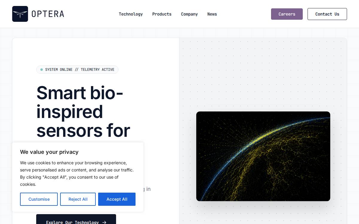 Optera website preview
