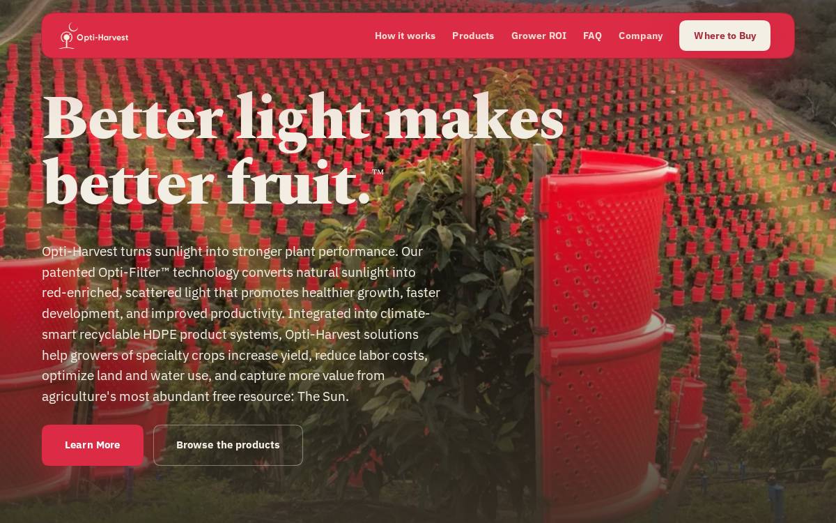 Opti-Harvest website preview