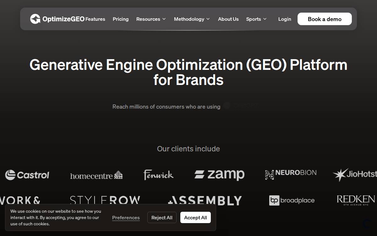 Optimizegeo website preview