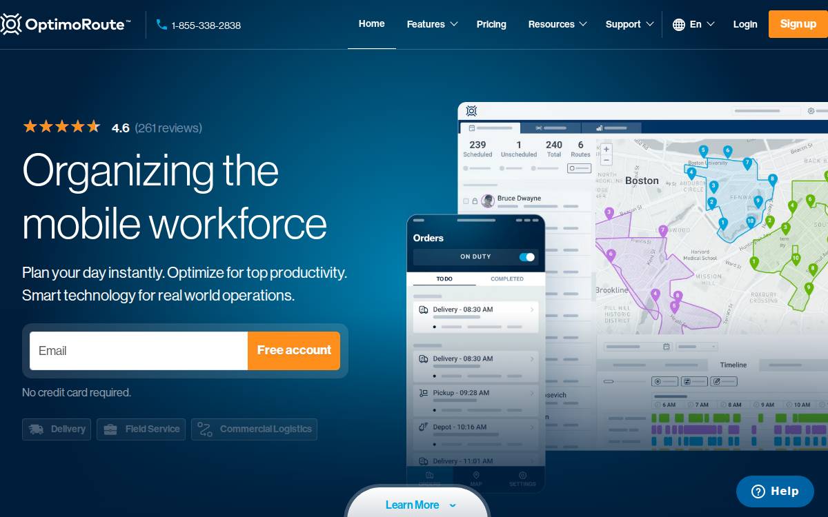 OptimoRoute website preview