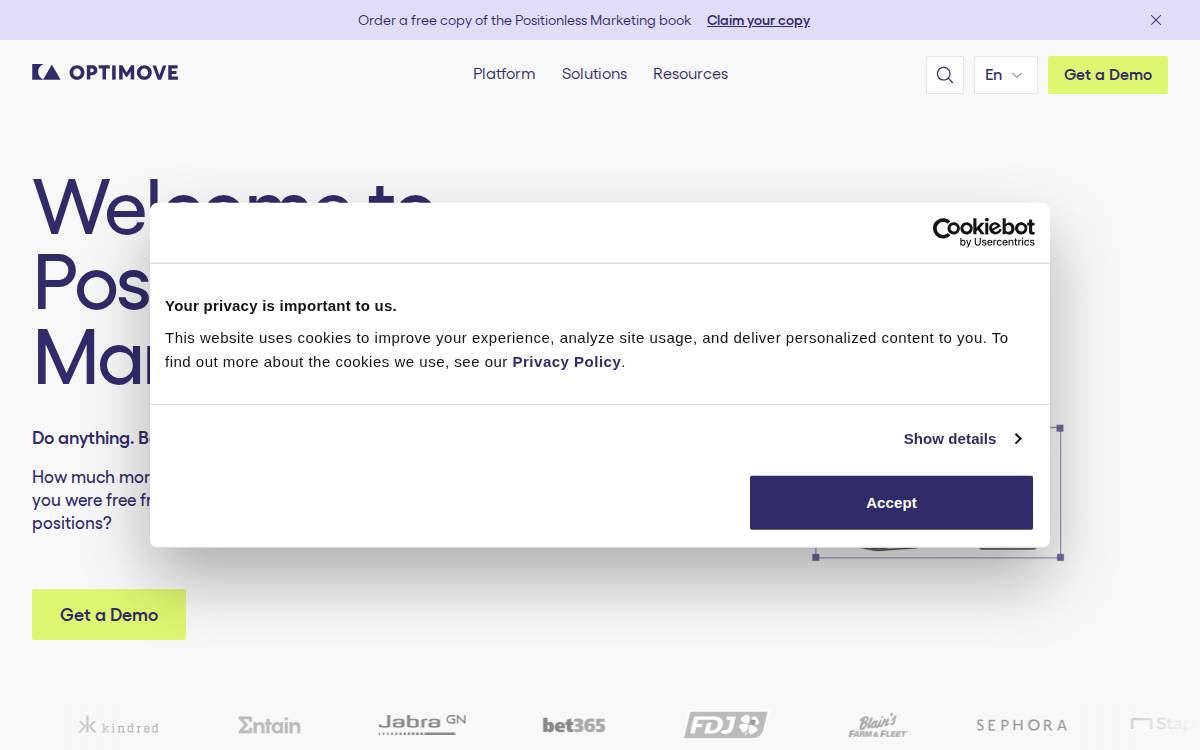 Optimove website preview
