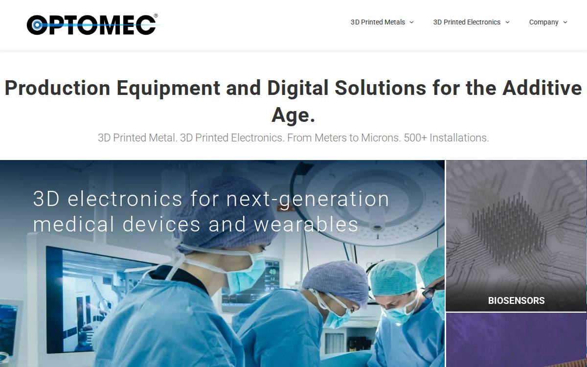 Optomec website preview