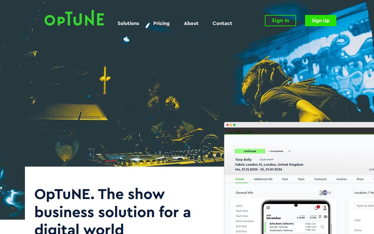 Optune website preview