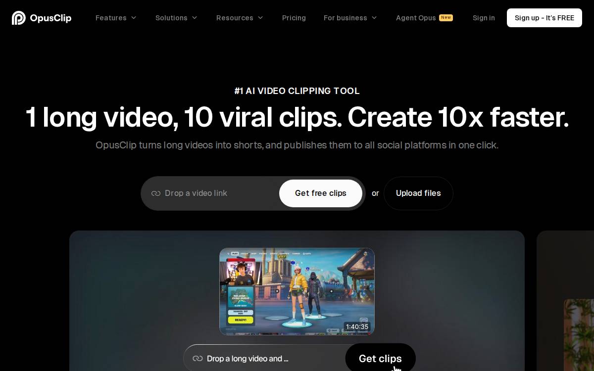 OpusClip website preview