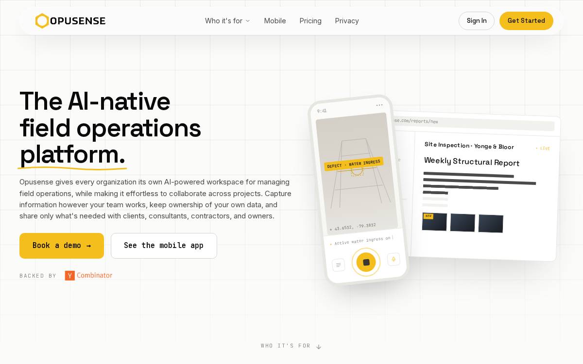 Opusense AI website preview
