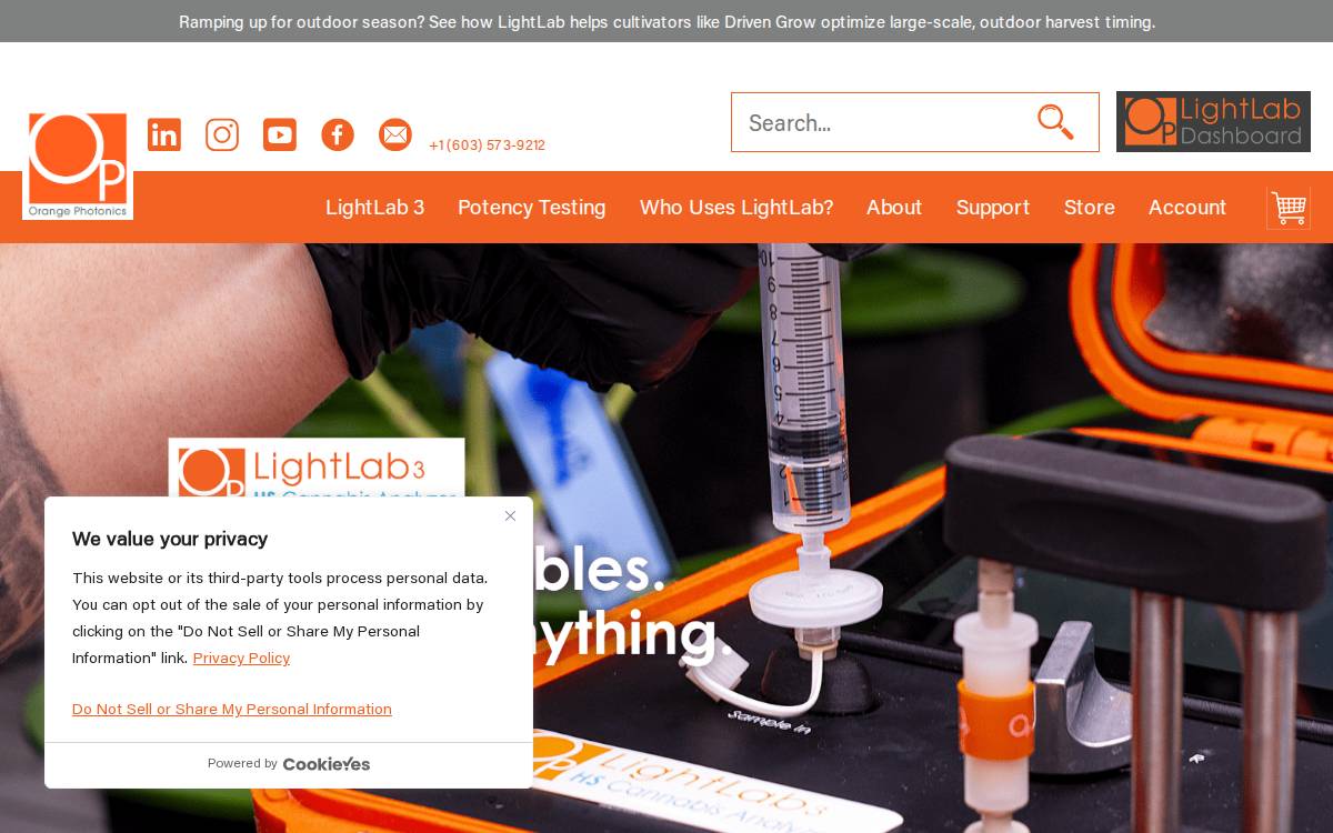 Orange Photonics website preview