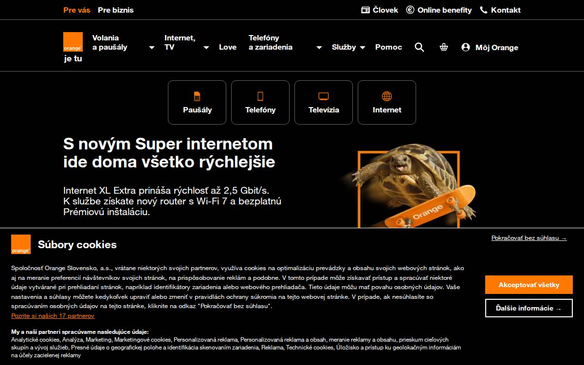 Orange Slovensko website preview