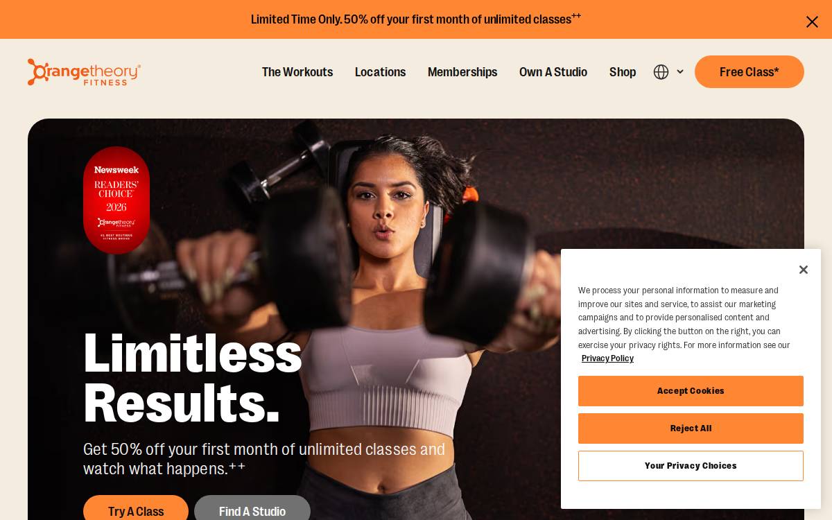Orangetheoryfitness website preview