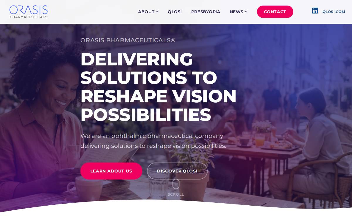 Orasis Pharmaceuticals website preview