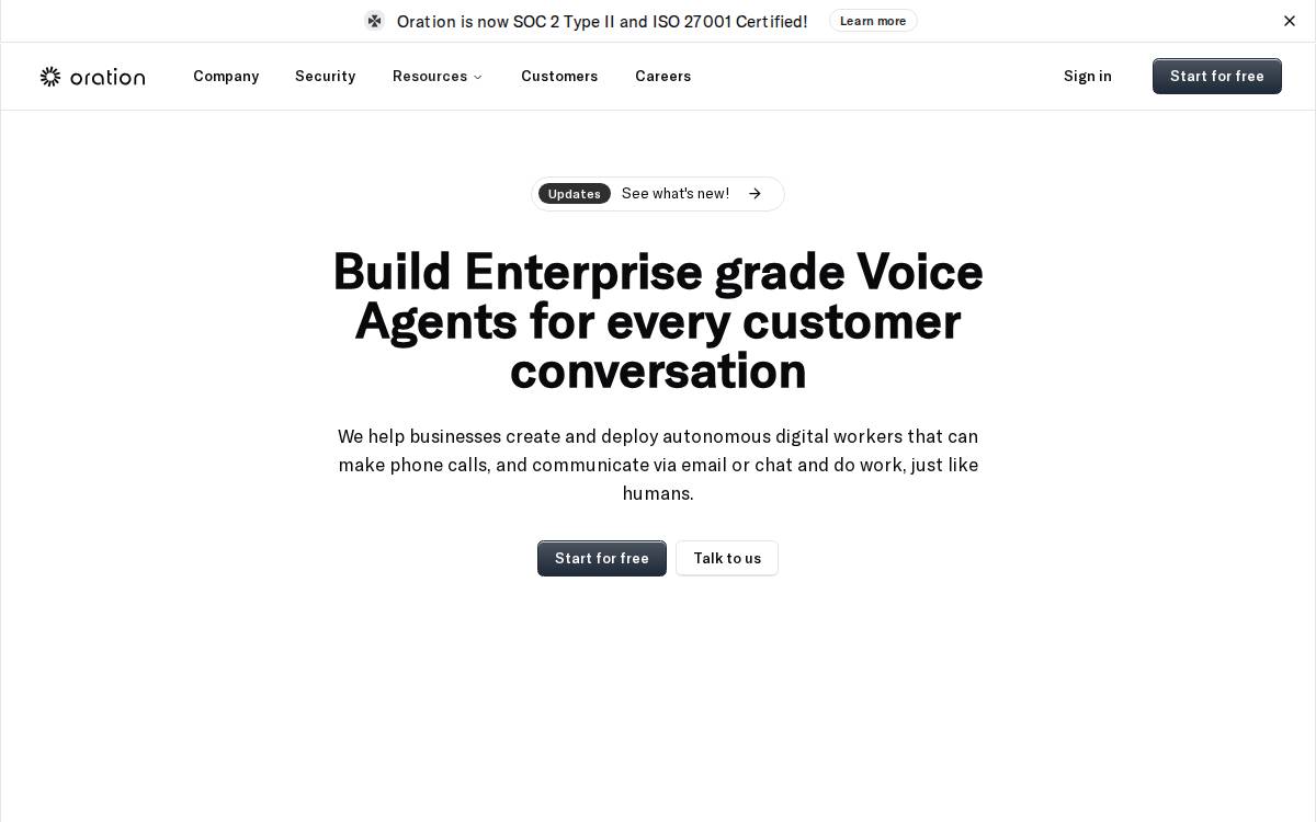 Oration website preview