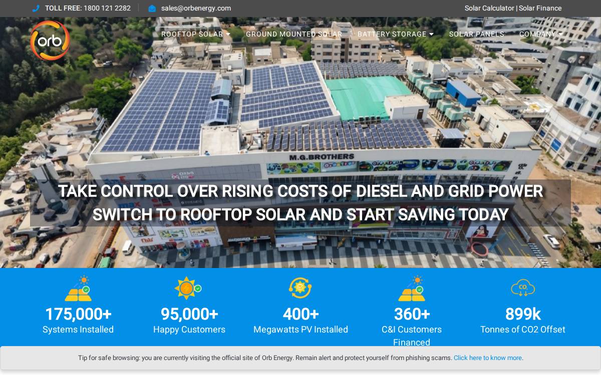 Orb Energy website preview